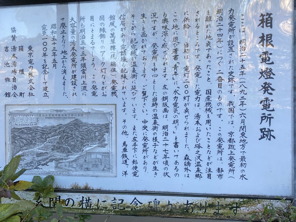 関東地方最初の水力発電所跡（明治25年・吉池旅館敷地）