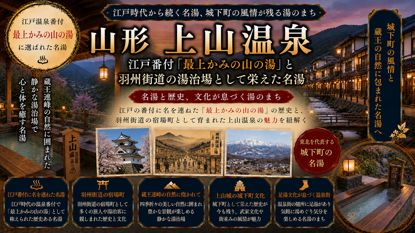 上山温泉ガイドのアイキャッチ画像（江戸番付『最上かみの山の湯』・奥羽三楽郷の城下町温泉）