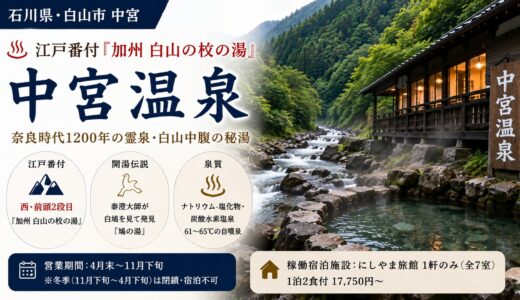 中宮温泉ガイド｜江戸番付『加州白山の杦の湯』・霊峰白山の山岳秘湯