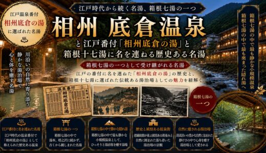 神奈川・底倉温泉ガイド｜江戸番付『相州底倉の湯』×1590年太閤秀吉の岩風呂と蛇骨渓谷の隠れ湯