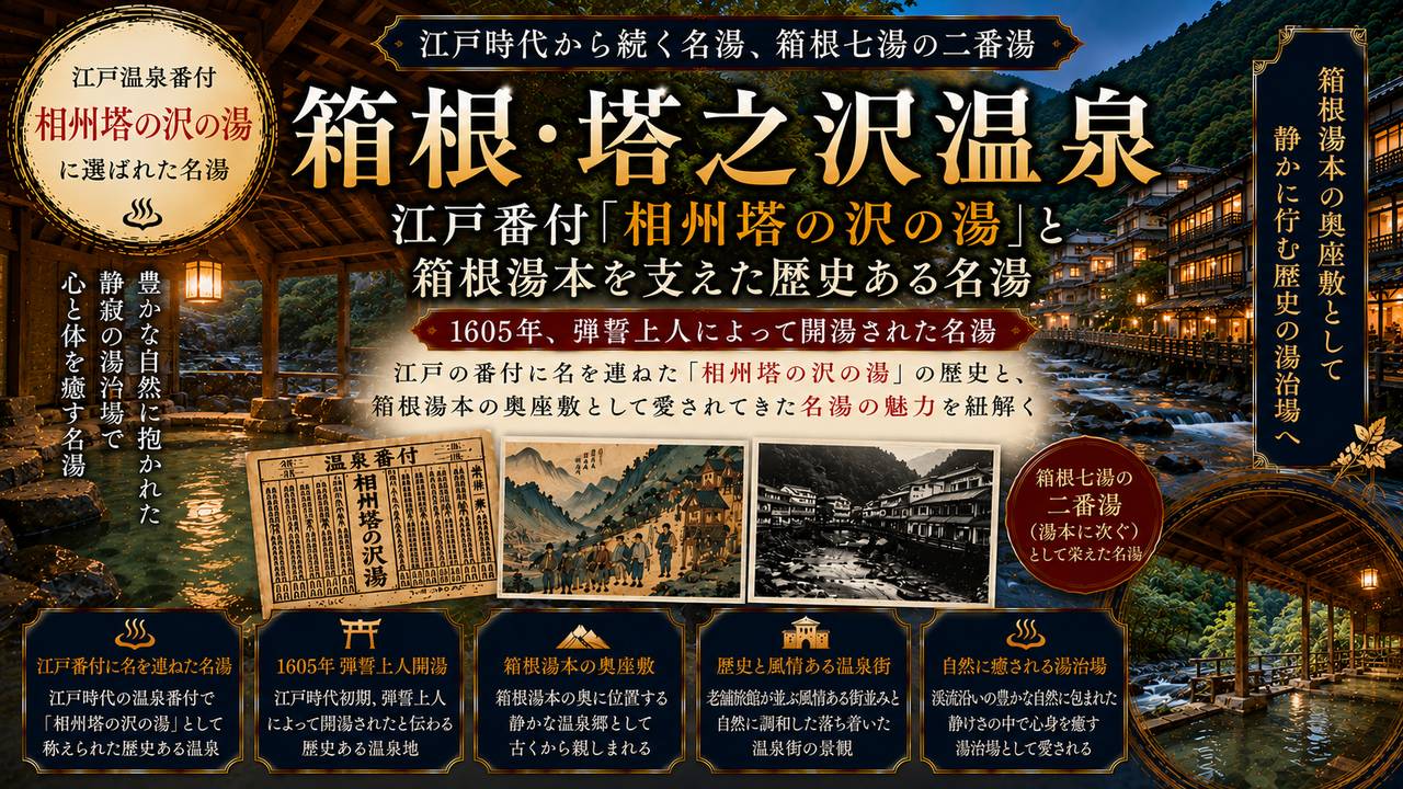 塔之沢温泉 アイキャッチ 箱根七湯東前頭3段目1604年開湯pH8.9