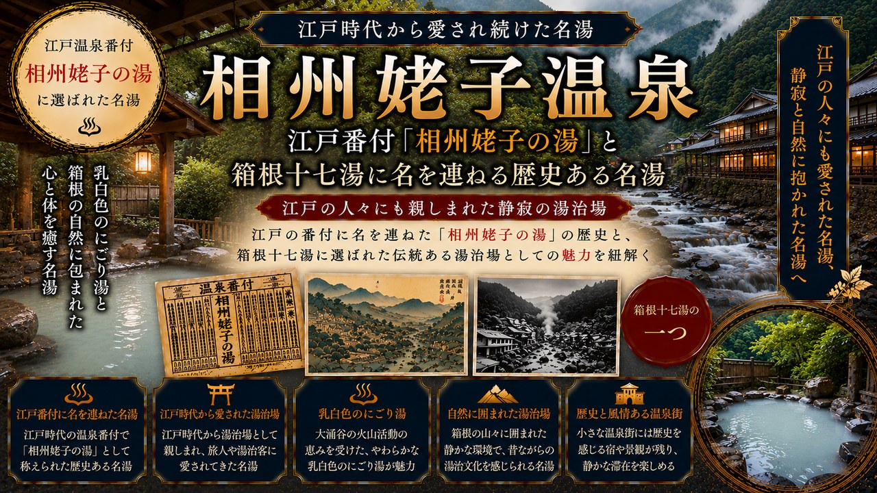 神奈川・姥子温泉ガイド｜江戸番付『相州姥子の湯』・日本三大眼の温泉と金太郎伝説の800年古湯