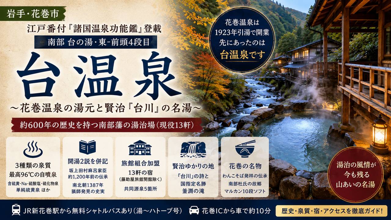 岩手・台温泉ガイド｜江戸番付『南部 台の湯』花巻温泉の湯元と賢治『台川』の名湯