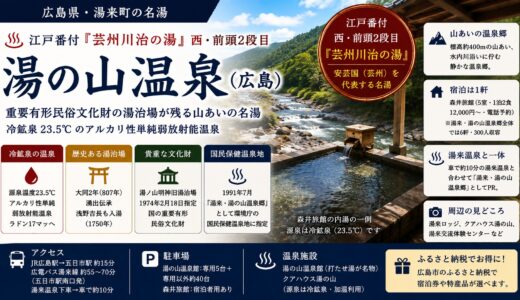 湯の山温泉（広島・湯来町）完全ガイド｜江戸番付『芸州川治の湯』・重要有形民俗文化財の湯治場