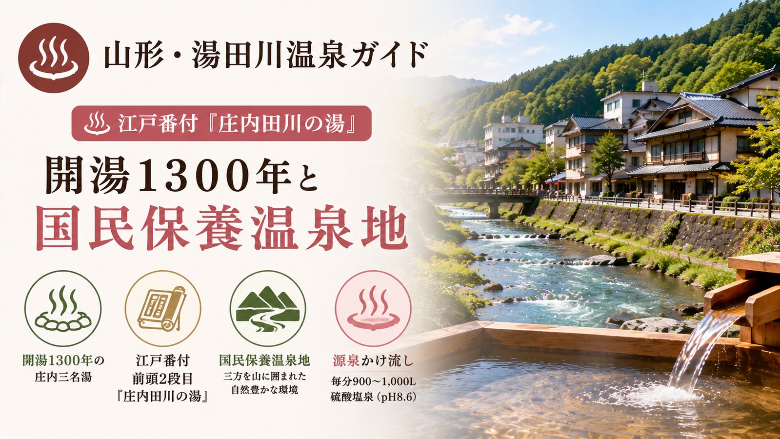 湯田川温泉 谷あいの温泉街イメージ