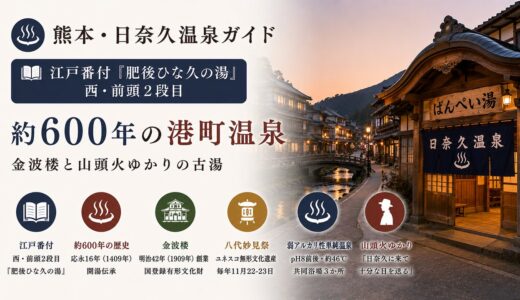 日奈久温泉ガイド｜江戸番付『肥後ひな久の湯』・金波楼と1409年開湯の古湯