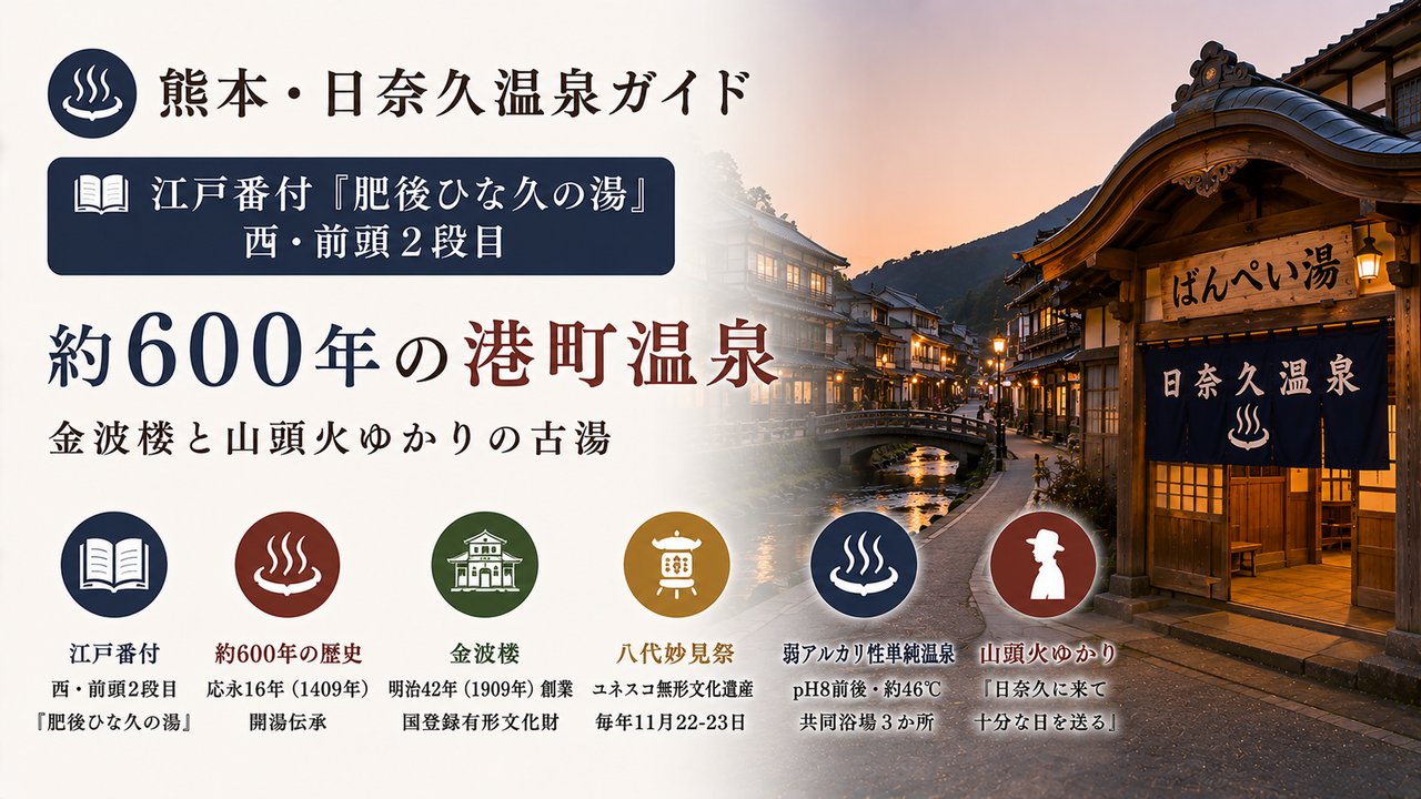 熊本・日奈久温泉 金波楼と1409年開湯の古湯