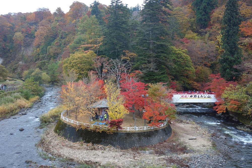 中野もみじ山の紅葉（黒石市）