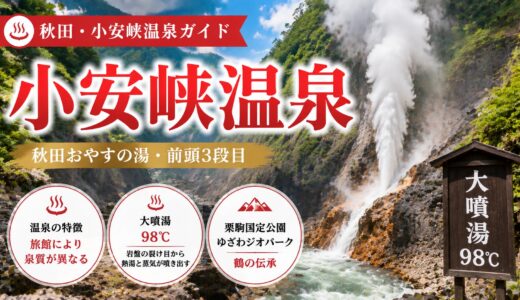 小安峡温泉ガイド｜江戸番付『秋田おやすの湯』・98℃大噴湯と鶴の伝承