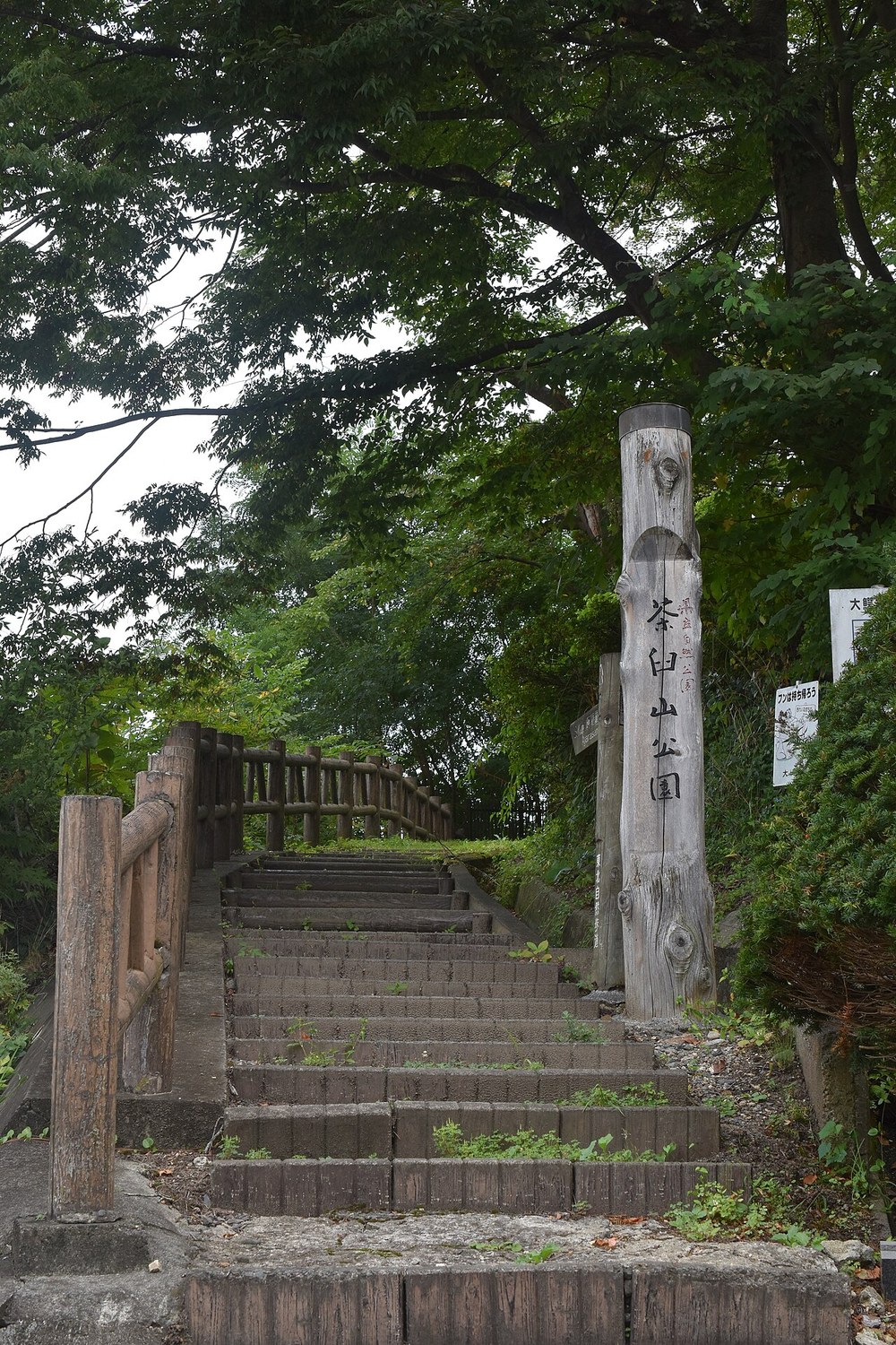 大鰐温泉街を見下ろす茶臼山公園。四季の自然が楽しめる