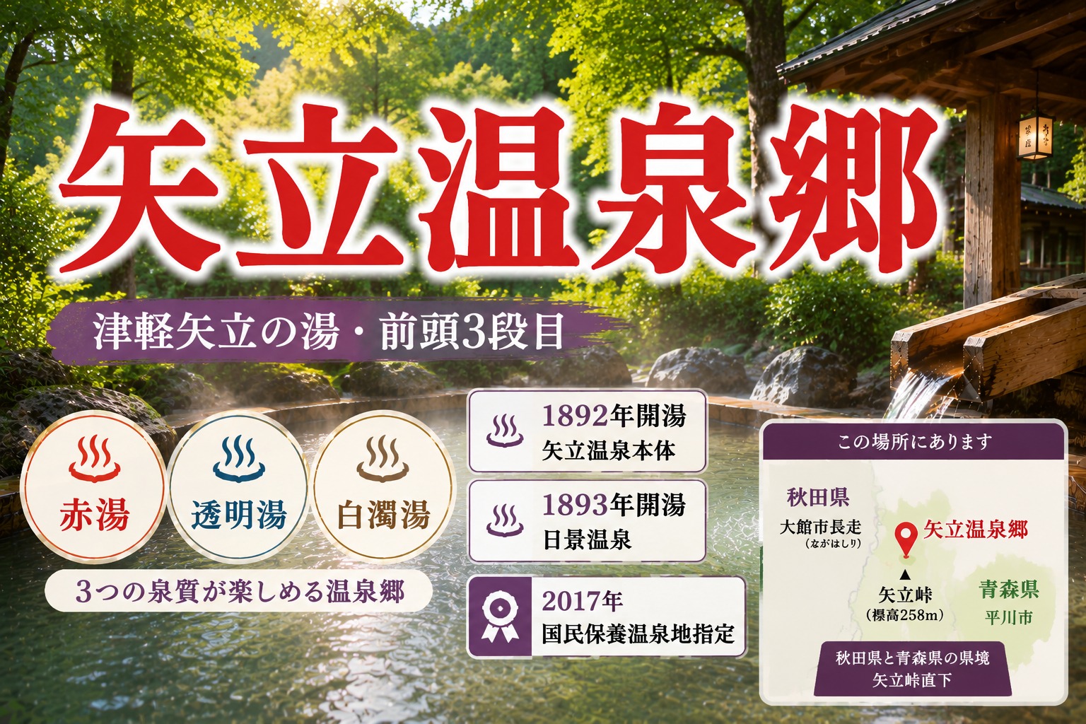 秋田・矢立温泉郷ガイド|江戸番付『諸国温泉鑑』津軽矢立の湯と3タイプの湯