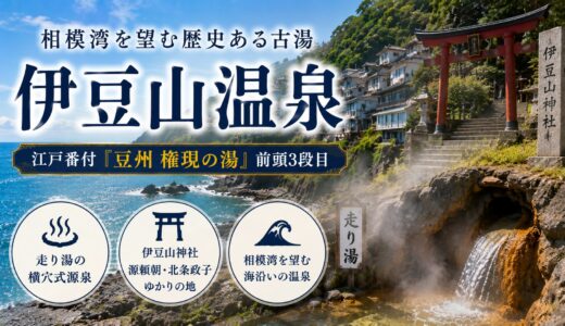 静岡・伊豆山温泉ガイド｜走り湯と源頼朝・北条政子ゆかりの社、江戸番付『権現の湯』
