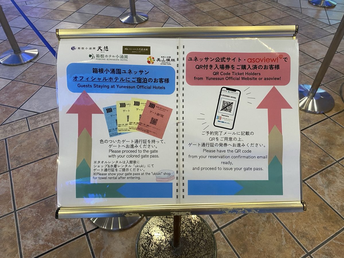 ユネッサン4階ゲートのオフィシャルホテル宿泊者向け案内|箱根ホテル小涌園