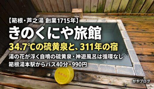 箱根 芦之湯温泉 きのくにや旅館 宿泊記｜34.7℃の硫黄泉と創業311年の宿